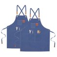 thumbnail image 1 of Unique Bargains 2pcs Adjustable Chef Apron Cross Back Aprons for Kitchen Cooking Art Painting, Blue, 1 of 6