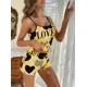thumbnail image 4 of Ropa de dormir de verano con estampado de corazón para mujer, Top y pantalones cortos, ropa de dormir nocturna, pijama, 2 uds., un conjunto, Top cómodo con pantalones cortos, 4 of 5