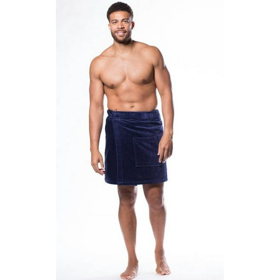 Turkish Cotton Towel Wrap for Men for bulk Spa Bath Wraps with Elastic Velcro, Comfy Men's Short Adult for Hot Tub Shower Sauna - White - One Size