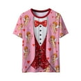 thumbnail image 3 of Xuyuer Valentine's Day Women's Tshirts Holiday Party Funny Costume 3D Print Funny Tuxedo Graphic Novelty Short Sleeve Crewneck Shirt Circus Costume Showman T-Shirts, 3 of 9