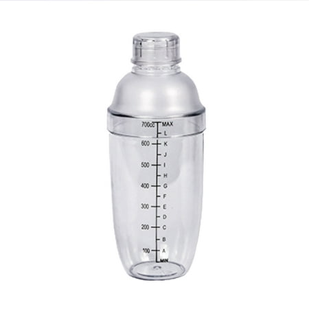 

700ml Hand Shake Cup Cocktail Shaker Transparent Mixer Cup Clear Bar Shaker Wine Milk Tea Shaker Cup with Scale (White)