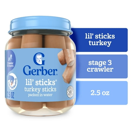 Gerber 3rd Foods Mealtime for Baby Lil' Sticks, Turkey, 2.5 oz, Jar