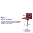 thumbnail image 2 of 2 Pk. Contemporary Burgundy Quilted Vinyl Adjustable Height Barstool with Arms and Chrome Base, 2 of 9