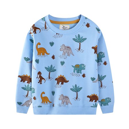 uikmnh Fall Sweatshirt Boys Dinosaur Print Crewneck Pullover Long Sleeve Sweatshirt for Toddlers and Kids Size:6-7 Years