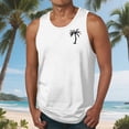 thumbnail image 2 of RYDCOT Mens Summer Beach Cotton Tank Top Hawaiian Palm Tree Print Sleeveless Muscle Basic Tee Vacation Tops White, 2 of 5