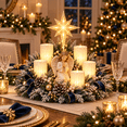 thumbnail image 4 of Angel Christmas Lighted Centerpiece with Flameless Candle Glow, Christmas Decoration with Frosted Greenery, Red Berries & Pinecones, Perfect for Home Tabletop & Holiday Gift, 10.6" x 11.8", 4 of 7