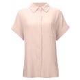 thumbnail image 4 of Dvprdro Womens Cotton Button Down Shirt Collared Short Sleeve Side Slits Loose Fit Casual Summer Top, 4 of 8