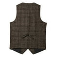 thumbnail image 7 of RYDCOT Men's Slim Fit Retro Casual Plaid Sleeveless V-neck Single Breasted Suits Vest Coffee, 7 of 7