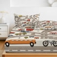 thumbnail image 6 of Twin Sze Fitted Sheet Set - Cars Buses 2 Piece Bedding Sets 16" Deep Pocket Fitted Sheet with 1 Pillowcase, Cartoon Grey City Street Map Traffic Educational Brushed Microfiber Hotel Luxury Bed Sheets, 6 of 9