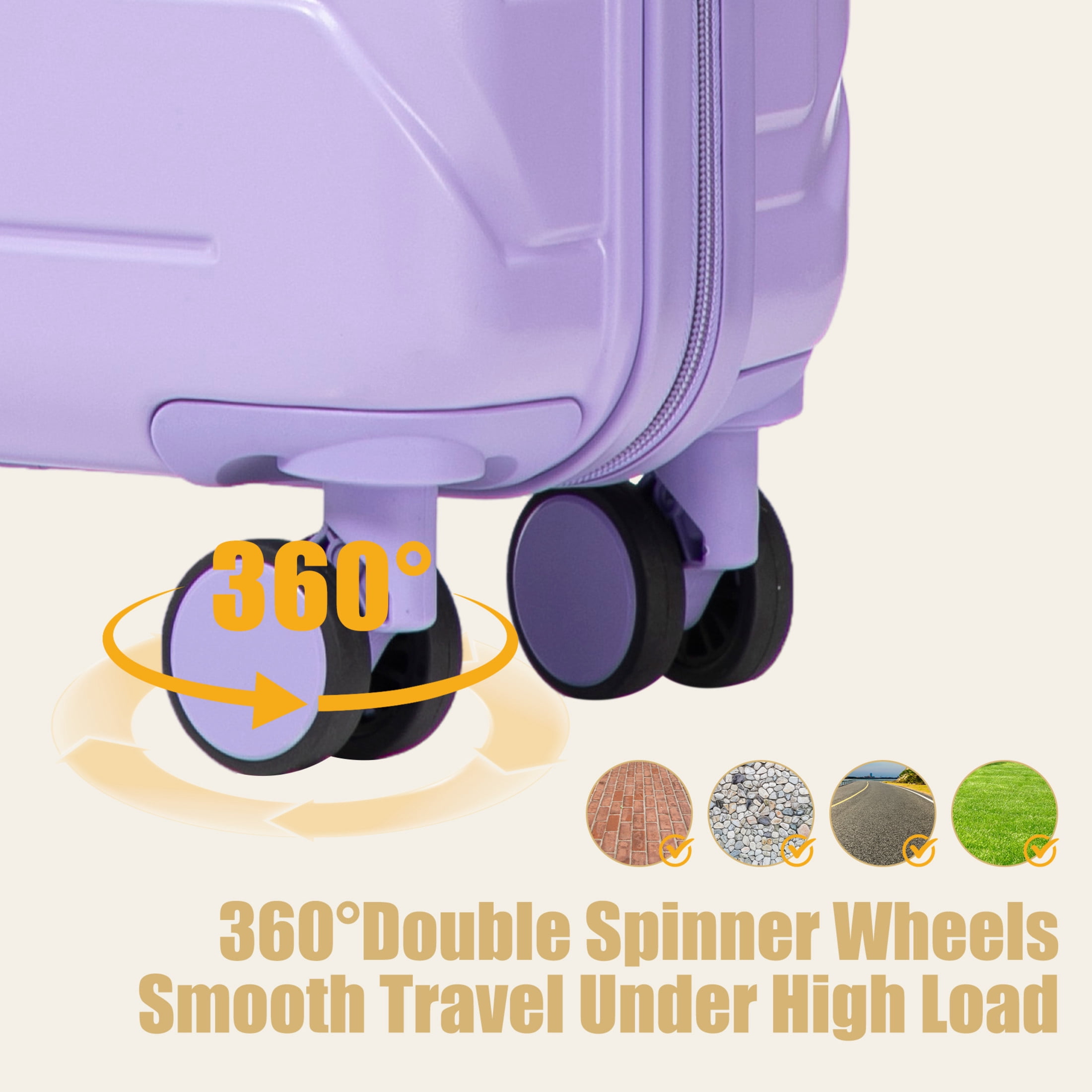 GDF Studio 20" Scratch-Resistant ABS Hard Shell Travel Luggage with 360° Spinner Wheels & Combination Lock, Purple