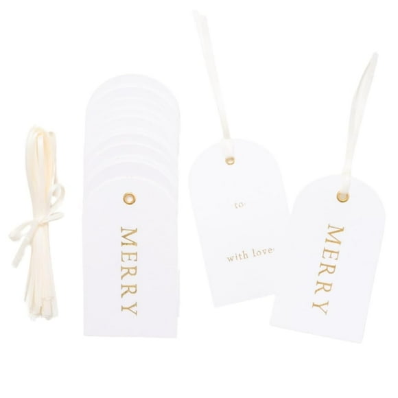 Etiquetas de regalo de Navidad Merry Market Premium Arch Letterpress