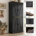 thumbnail image 3 of 71" Tall Farmhouse Kitchen Pantry Storage Cabinet, 5 Layers Storage Cabinet with Adjustable Shelves, Pantry Cabinet with 4 Barn Doors for Kitchen, Dining Room, Bathroom, Living Room, Rustic Black, 3 of 8