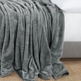 thumbnail image 2 of Clara Clark  Ultra Plush Thick Reversible Microfiber Heavy Blanket - Raschel Imitation Mink Blanket Charcoal Stone Gray Full - 55x82 Solid Color, 2 of 5