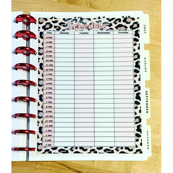 Schedule / Daily / Hourly Dashboard For Use With The Classic Happy Planner~