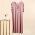 thumbnail image 5 of QINGFSAP Womens Ruffled Shoulder Sleep Dress Scoop Neck Bow Tie Detail Relaxed Nightgown, 5 of 5