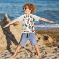 thumbnail image 3 of FORMRS Boys Rash Guard Short Sleeves Swim Shirt Quick Dry UPF 50+ Sun Protection, Sizes 3-12T, White Christmas Holly, 3 of 6