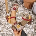 thumbnail image 4 of Dakaela Wedges Sandals for Women Dressy 2025 Open Toe Chunky Heeled Flower Shoes with Arch Support, 4 of 8