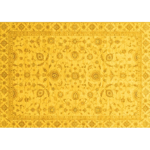 Ahgly Company Machine Washable Indoor Rectangle Abstract Yellow Modern Area Rugs, 4' x 6'