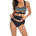 thumbnail image 2 of Jacenvly Plus Size Swimsuit for Women Swimdress Two-Piece Swimwear with Flared Skirt Bikini Bathing Suits Multicolor, 2 of 5