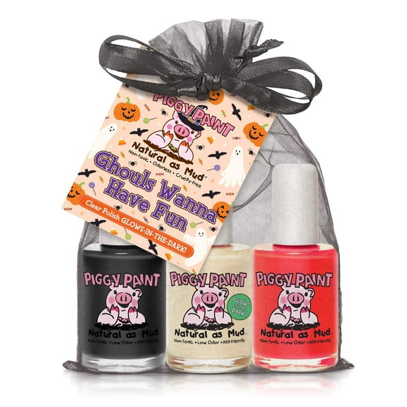 Piggy Paint Ghouls Wanna Have Fun Gift Set, 3 Halloween Nail Polishes for Kids, Non-toxic