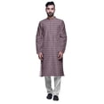thumbnail image 1 of Atasi Printed Long Kurta For Men With White Churidar Pyjama Set Traditional Wear, 1 of 1