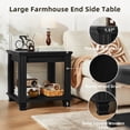 thumbnail image 4 of Farmhouse End Table,Large Side Table with 2-Tier Storage Shelf,Rustic Wood End Tables for Living Room,Square Tea Table,Black, 4 of 7