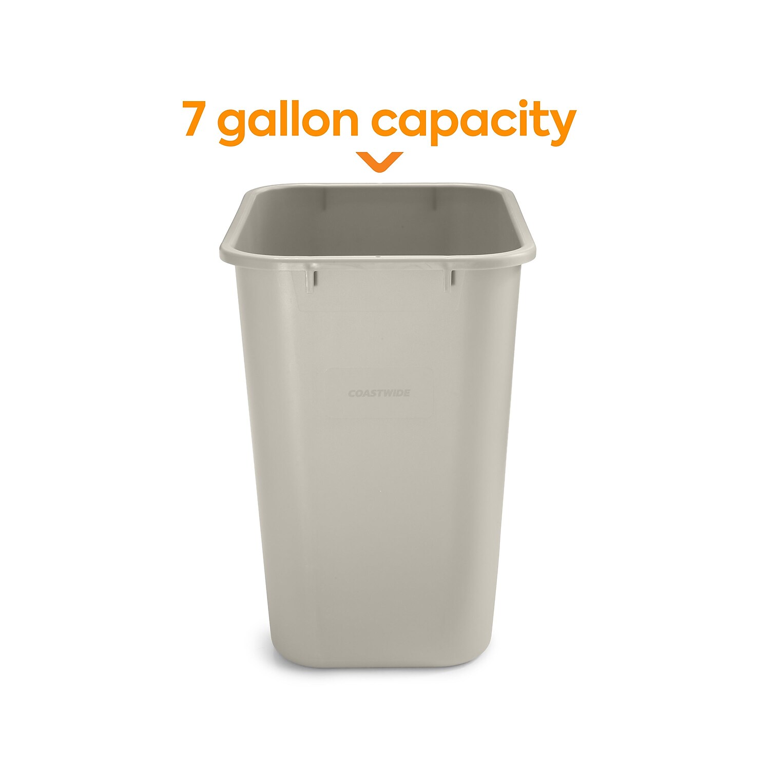 Staples COASTWIDE Indoor Trash Can w/out Lid Beige Soft Plast 7 Gal CW56430