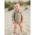 thumbnail image 4 of BemeyourBBs Newborn Baby Boy Girl Plaid Gingham Bubble Romper Shirt Infant Baby Boys Spring Summer Fall Winter Clothes Lapel Neck Long Sleeve Button Down Dress Shirt Romper Bodysuit, 4 of 9