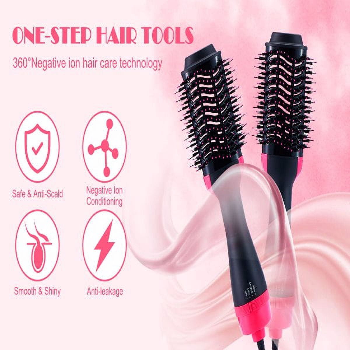 Hair Dryer Brush Blow Dryer Brush in One, Upgraded 4 in 1 Hair Dryer and Styler Volumizer with Negative Ion Anti-frizz Ceramic Titanium Barrel Hot Air Brush Hair Straightener Brush