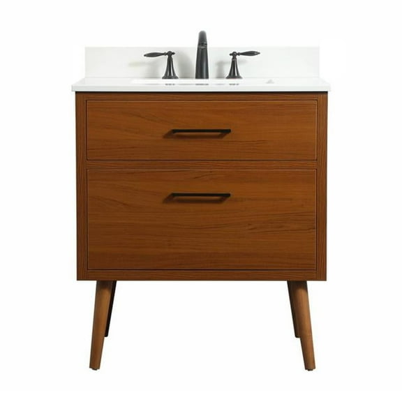 Elegant Decor Boise 30" MDF Single Bathroom Vanity with Backsplash in Teak