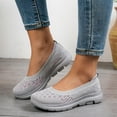 thumbnail image 2 of Women's Low Top Mesh Walking Tennis Shoes Lightweight Wedge Platform Non Slip Soft Sole Casual Sneakers Gray Size 8, 2 of 6