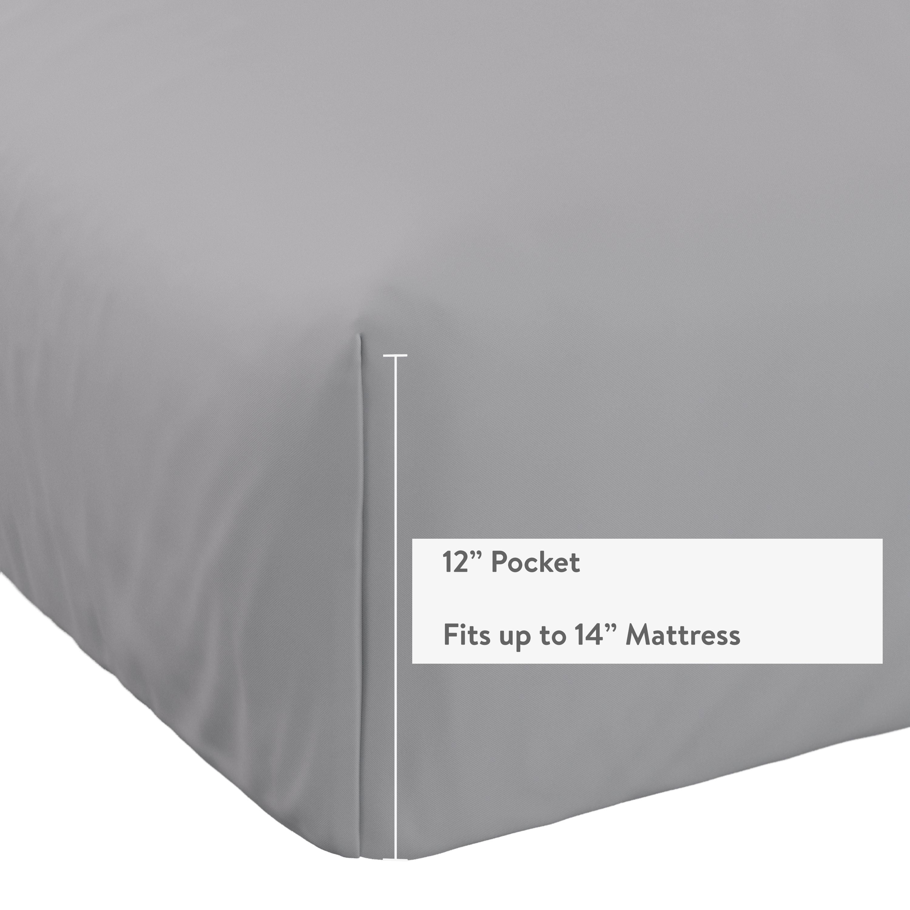 Mainstays Kids Microfiber Bed Sheet Set, Full, Gray, 4 Pieces