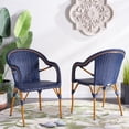 thumbnail image 2 of Safavieh SAFAVIEH PAT Collection Contemporary Aluminium and Wicker Armchair, Navy (Set of 2), 2 of 12