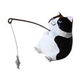 thumbnail image 2 of KGJQ Hand-Carved Wood Ornaments Fishing Cat Sculpture Miniature Solid Wood Desktop Decor Eco-Friendly Painted Cat Figurine for Home Office Gift, 2 of 8
