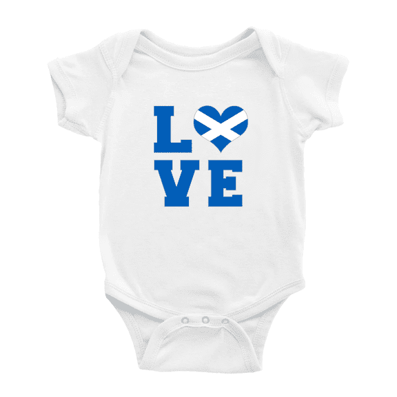 Love Scotland Flag Heart Cute Baby Bodysuit Romper (White, 18-24 Months)