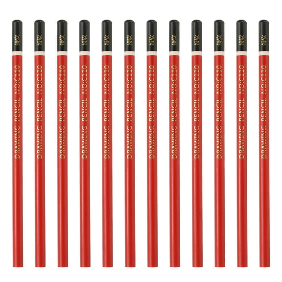 Uxcell 12Pcs Charcoal Pencils, Extra Soft Charcoal Round Drawing Sketching Pencils for Drawing Writing Art Sketching Artists Beginners, Red/Black