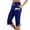 Dark Blue, variant on Womens Graphic Capri Joggers "Brooklyn " Print Elastic Waist Knee Length Side Slit Pants Casual City Walks Daily Wear Trendy Capri Joggers