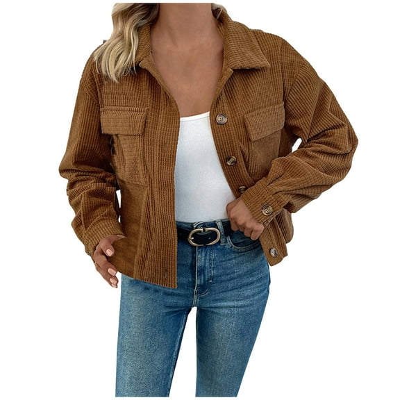 Toonshare Cardigan Sweaters for Women Clearance $5.00 Clearance Clothes Under $5.00 Trendy Women's Retro Color-Blocked Plush Leather Jacket, Warm Long Sleeve Casual Jacket Brown M