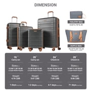 Hardside Luggage Sets 6 Piece, Hardshell Suitcase with TSA Lock Spinner Wheel and Travel Duffle Bag.Dark Gray