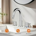thumbnail image 6 of Chrome Bathroom Faucet 3 Hole with Pull Down Sprayer 2 Modes, Pull Down Bathroom Sink Faucet with Pop Up Drain, 8 Inch Widespread Faucet, 6 of 6