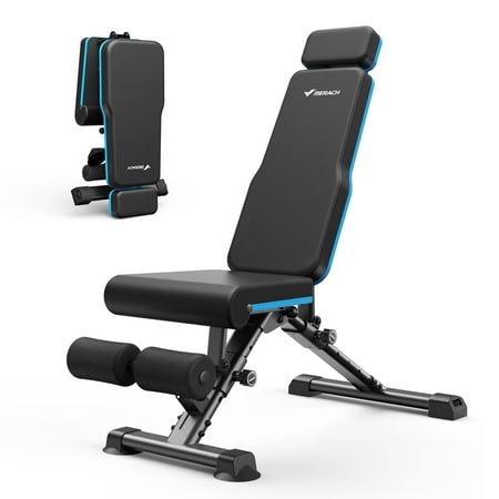 Adjustable Weight Bench, 990LBS Fast Folding Weight Benches for Home Gym, Workout Bench with Extended Head Support, Incline Decline Flat Utility Bench Press for Full Body