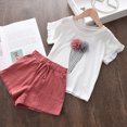 thumbnail image 3 of Hienoo Toddler Girls Summer Outfits Cartoon Short Sleeve T Shirt and Shorts Set for Kids, 3 of 3
