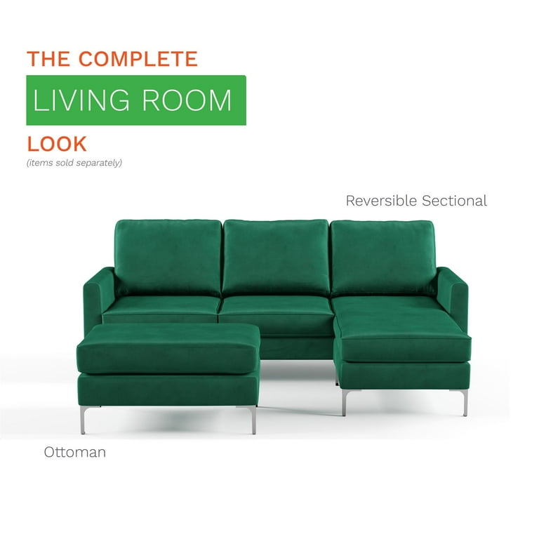 Novogratz chapman gray velvet sectional 2024 sofa with chrome legs