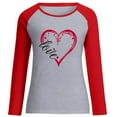 thumbnail image 3 of kayannuo Fall Clothes For Women Fashion Women Color Block Valentine's Day Love Print Casual Blouse T-shirt Top Gray, 3 of 6