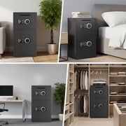 Double Door Depository Safe Box with Drop Slot - Digital Security Cabinet with Dual Keypads, Backlit Keypad, Alarm & Adjustable Shelf for Home, Office, Business - Heavy Duty Alloy Steel