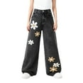thumbnail image 3 of GiLiling Girls Casual Baggy Jeans High Waist Wide Leg Cargo Denim Pants Elastic Waist Y2k Vintage Aesthetic (Black, 9-10 Years) (Black, 7-8 Years), 3 of 9