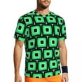 thumbnail image 2 of T Shirt For Men Retro Mod Print Male Green Squares Streetwear Sportswear T-Shirts Breathable Summer, 2 of 7