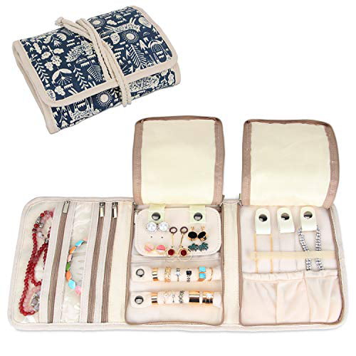 Jewelry Travel Organizer for Necklaces Cartoon Cats Compact and Easy to Carry Rings Earrings Teamoy Jewelry Roll Brooches and More Bracelets 