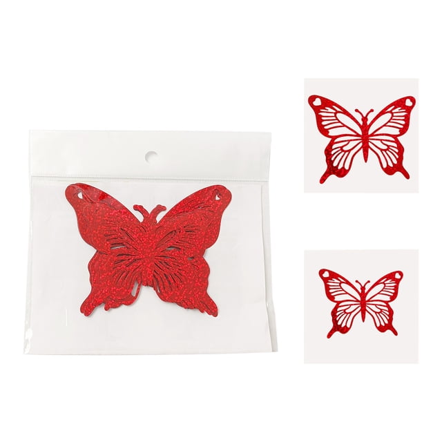 Specollect 48 Pcs Valentines Day Gold Butterflies Stickers, 3D Double Layer Shiny Red Bowknot Decorative Stickers for Party Wedding Holiday Home Decor