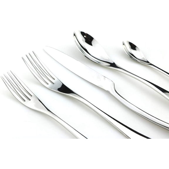 18/10 Stainless Steel 20 Piece Mirror Polished Silver Flatware Set,Dinner Knife Fork Salad Fork Dessert Spoon，Service for 4 ，Silverware Utensil Sets